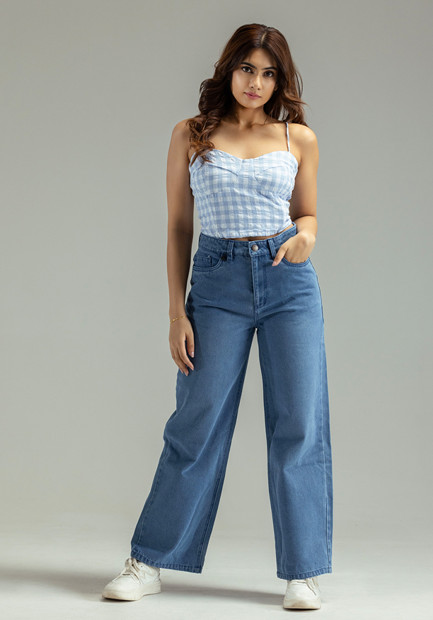 BLUE WIDE LEG PANT